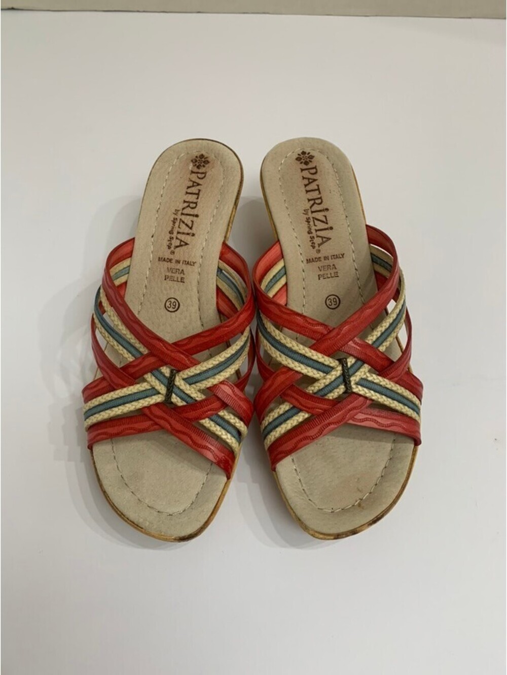 Patrizia by Spring Step Multi Color Strappy Wedge Sandals Italy Size 39